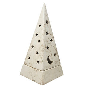 Vintage 90s Partylite Ceramic Tea Light Luminary Galaxy Celestial Witchy Pyramid